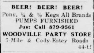 Woodville Party Store - November 1967 Ad (newer photo)